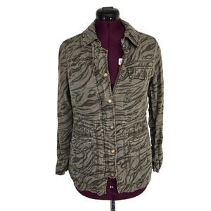 Women's Anthropologie Marrakech Linen Zebra Print Lightweight Jacket Size Small